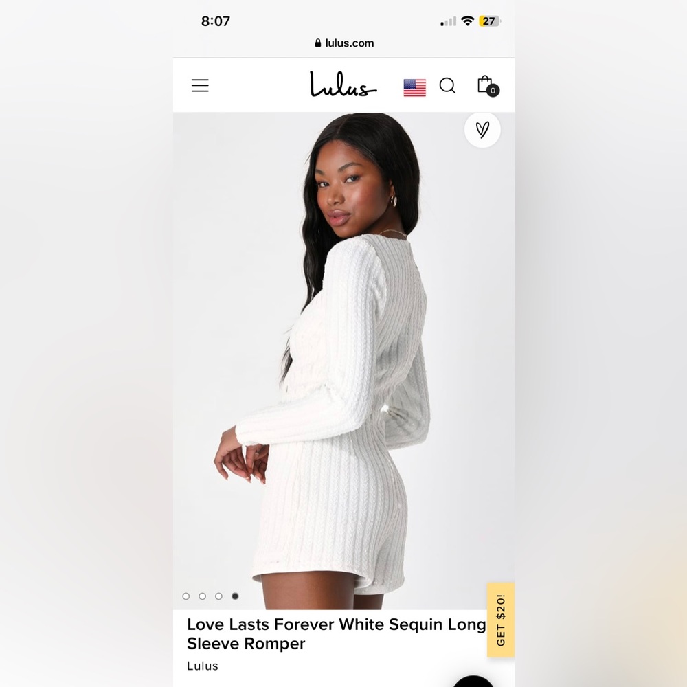NWT Lulus Sequin White Romper